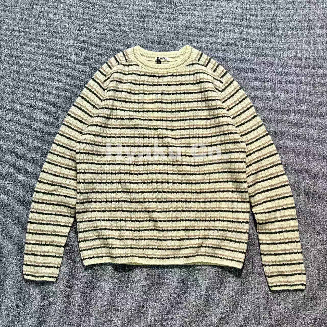 【现货】AURALEE 25aw Rib knit po 克什米尔羊毛混纺条纹针织衫