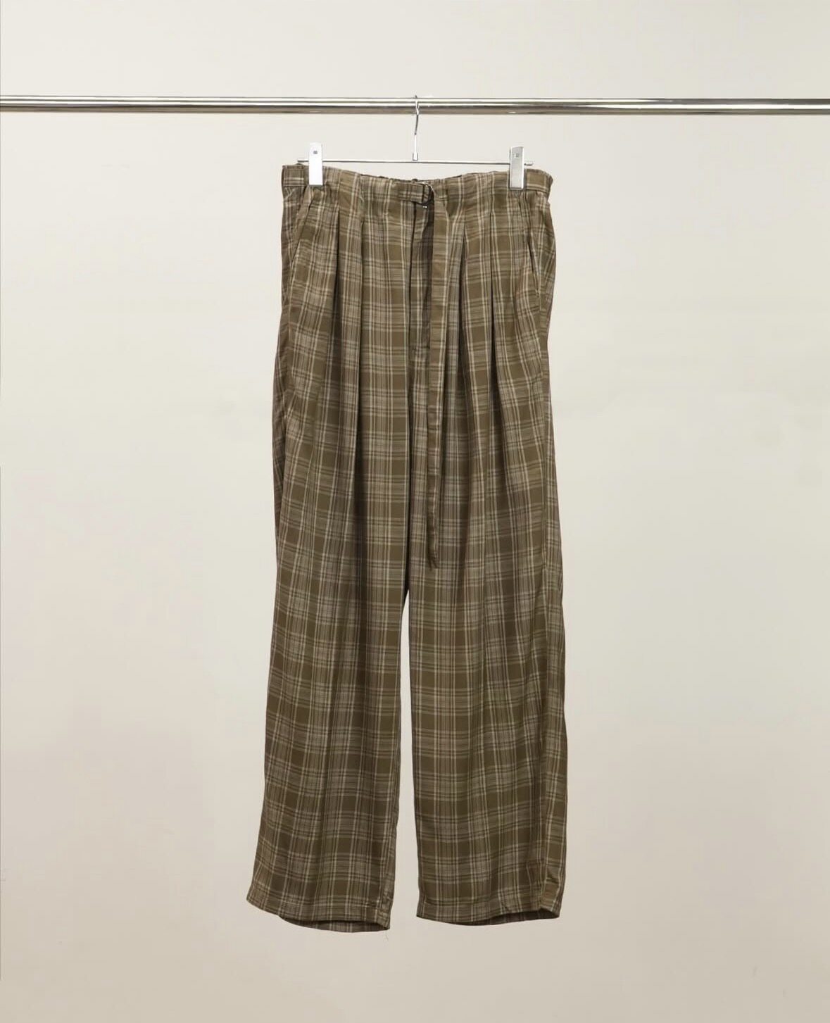 【代购】ANCELLM 26ss Check blet slacks 格纹垂坠腰带宽松西裤