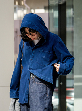 【代购】TNF北面紫标26ss Mountain hooded shirt 蓝染连帽衬衫