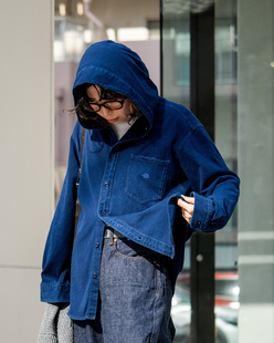 代购 shirt TNF北面紫标26ss hooded 蓝染连帽衬衫 Mountain