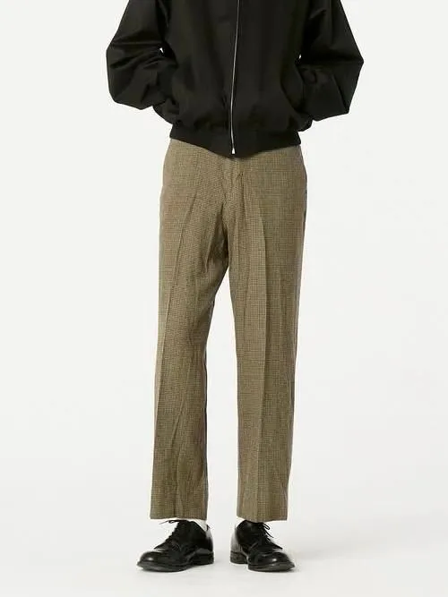 25秋冬纯羊毛花呢千鸟格休闲西裤