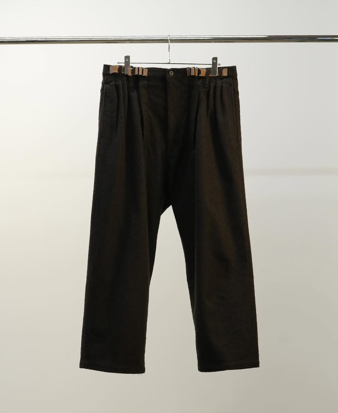 秋冬新款羊毛腰带宽松西裤