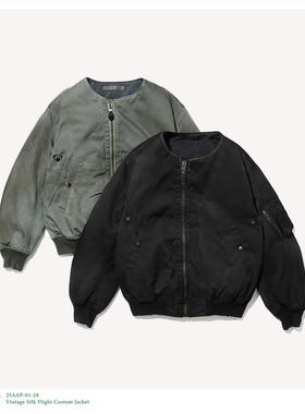 【代购】APRESSE 25aw Vintage silk flight jacket 做旧飞行夹克