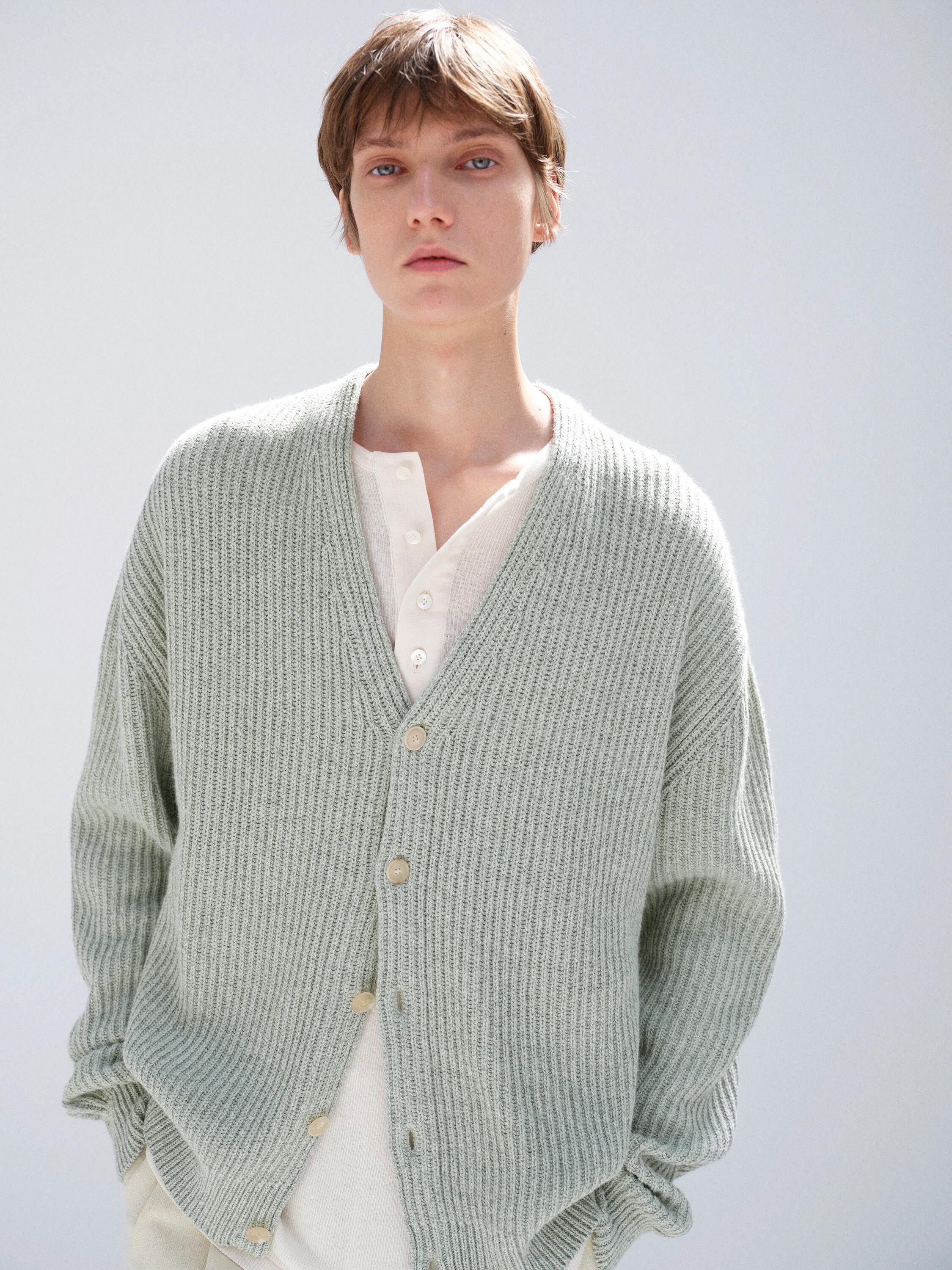 【代购】AURALEE 26ss Knit cardigan 羊绒真丝混纺罗纹针织开衫