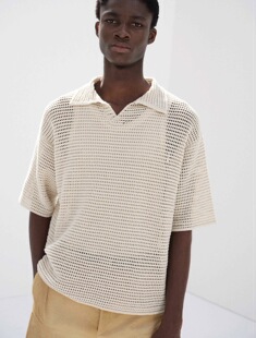 【代购】AURALEE 26ss Mesh knit skipper polo 棉丝网眼短袖T恤