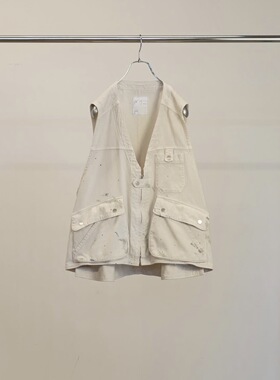 【代购】ANCELLM 26ss Duck utility vest 棉绸混纺染色工装马甲