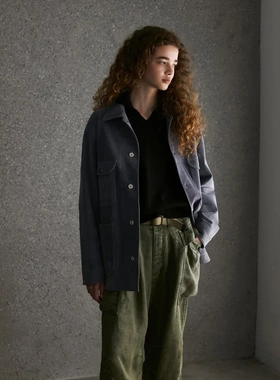 【代购】HERILL 26ss Railroad chore jacket 山羊皮铁路工装夹克