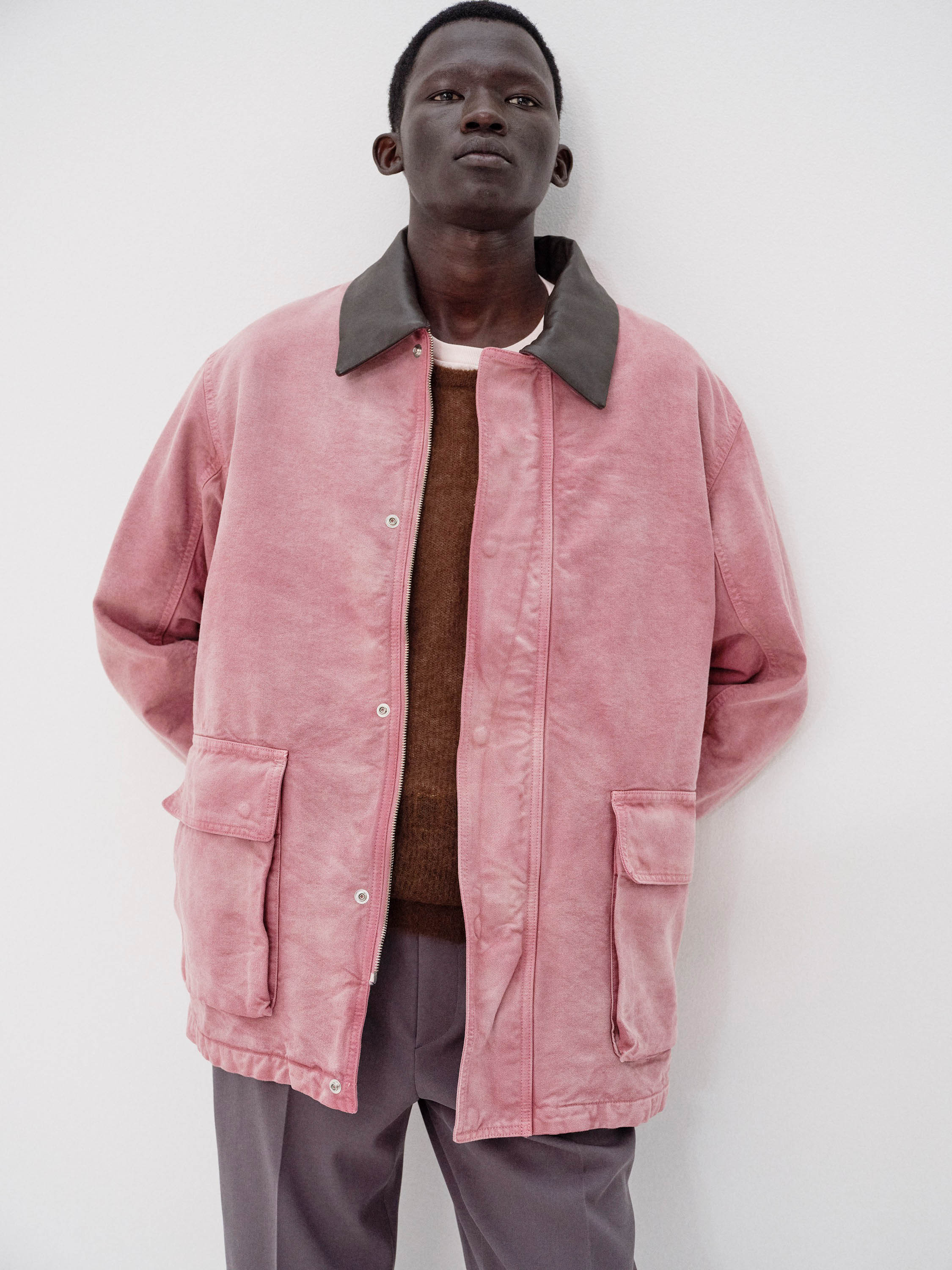 【代购】AURALEE 25aw Cotton duck blouson 件染皮领帆布夹克