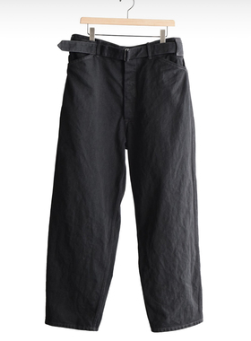 【代购】COMOLI 26ss Belted pant 黑色牛仔布腰带牛仔裤