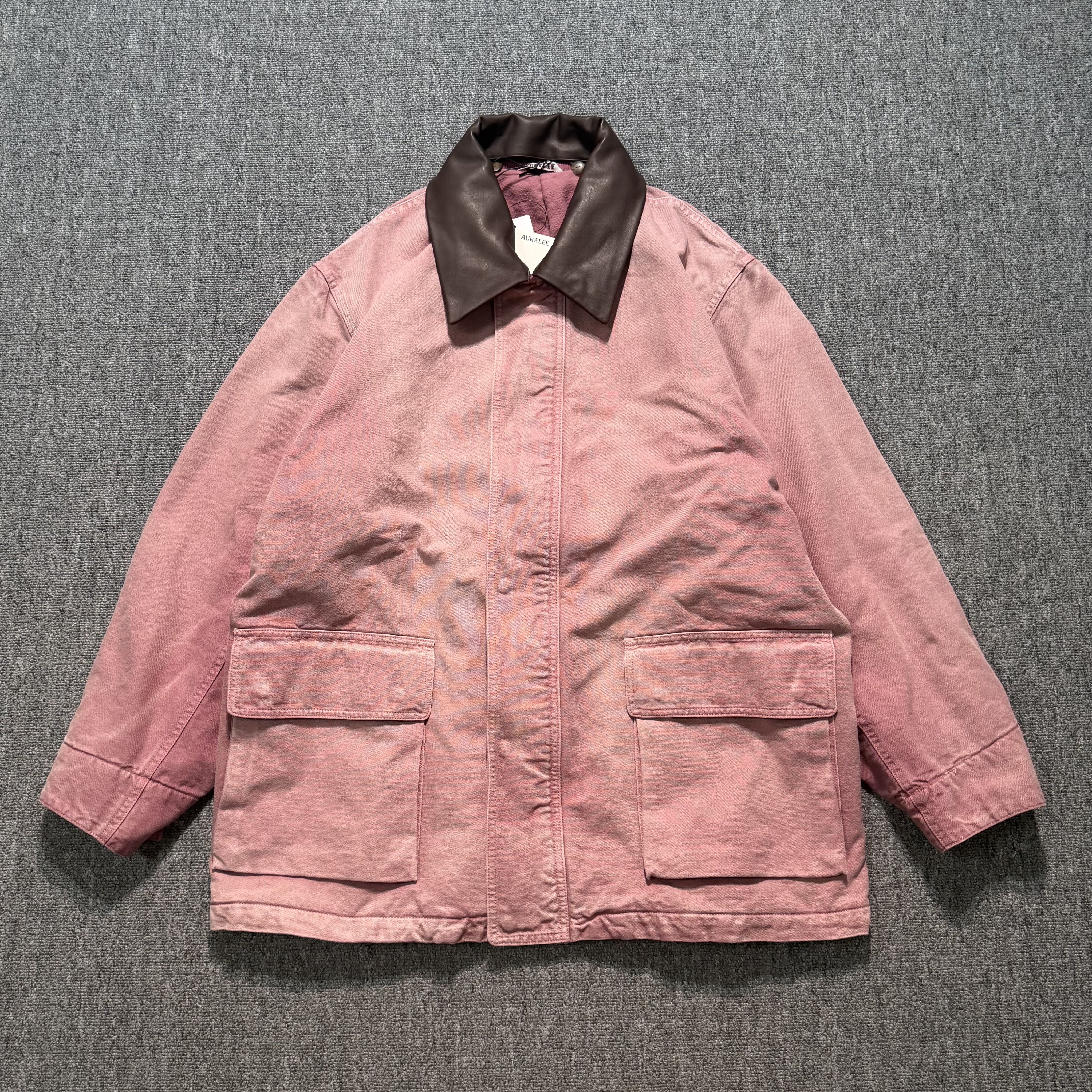 【现货】AURALEE 25aw Cotton duck blouson 件染皮领帆布夹克
