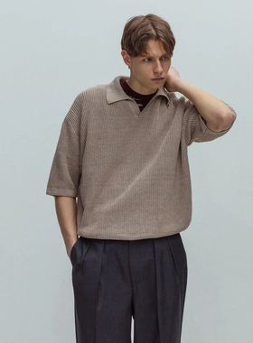 【代购】BATONER 25ss ADAM限定 Linen skipper 亚麻船长领针织衫