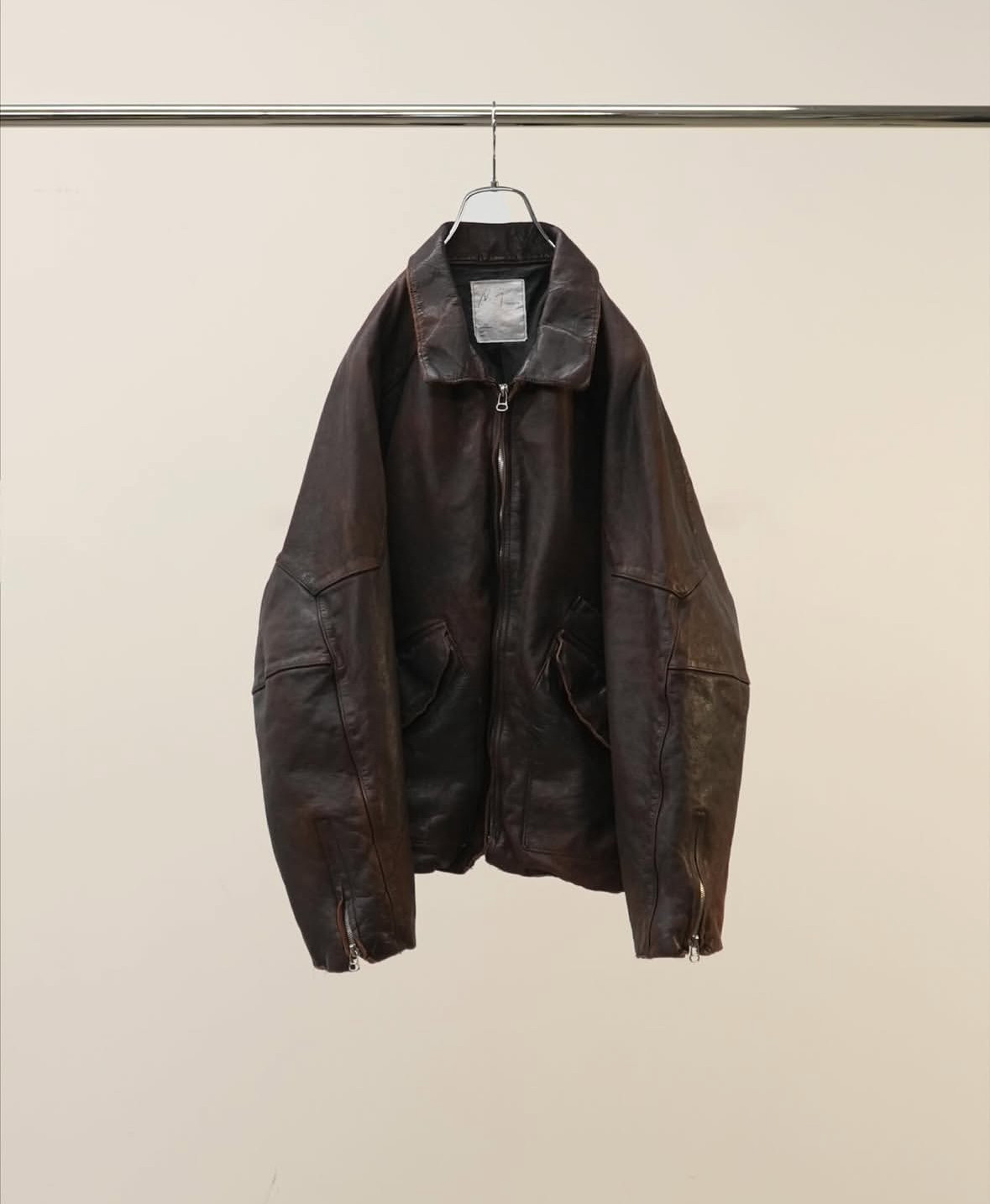 【代购】ANCELLM 26ss Leather jacket 马皮成衣染色做旧拉链夹克,男装,皮衣,淘宝优惠券,粉丝福利购,淘宝优惠卷
