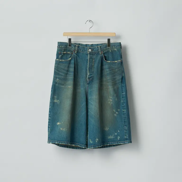【代购】SSSTEIN 26ss Baggy denim short 水洗破坏宽松牛仔短裤