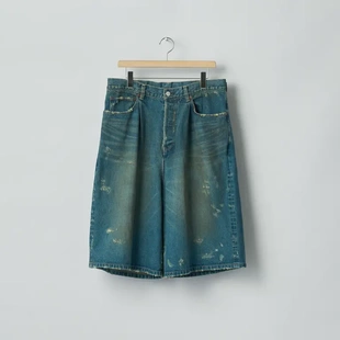 26ss SSSTEIN 代购 水洗破坏宽松牛仔短裤 denim short Baggy