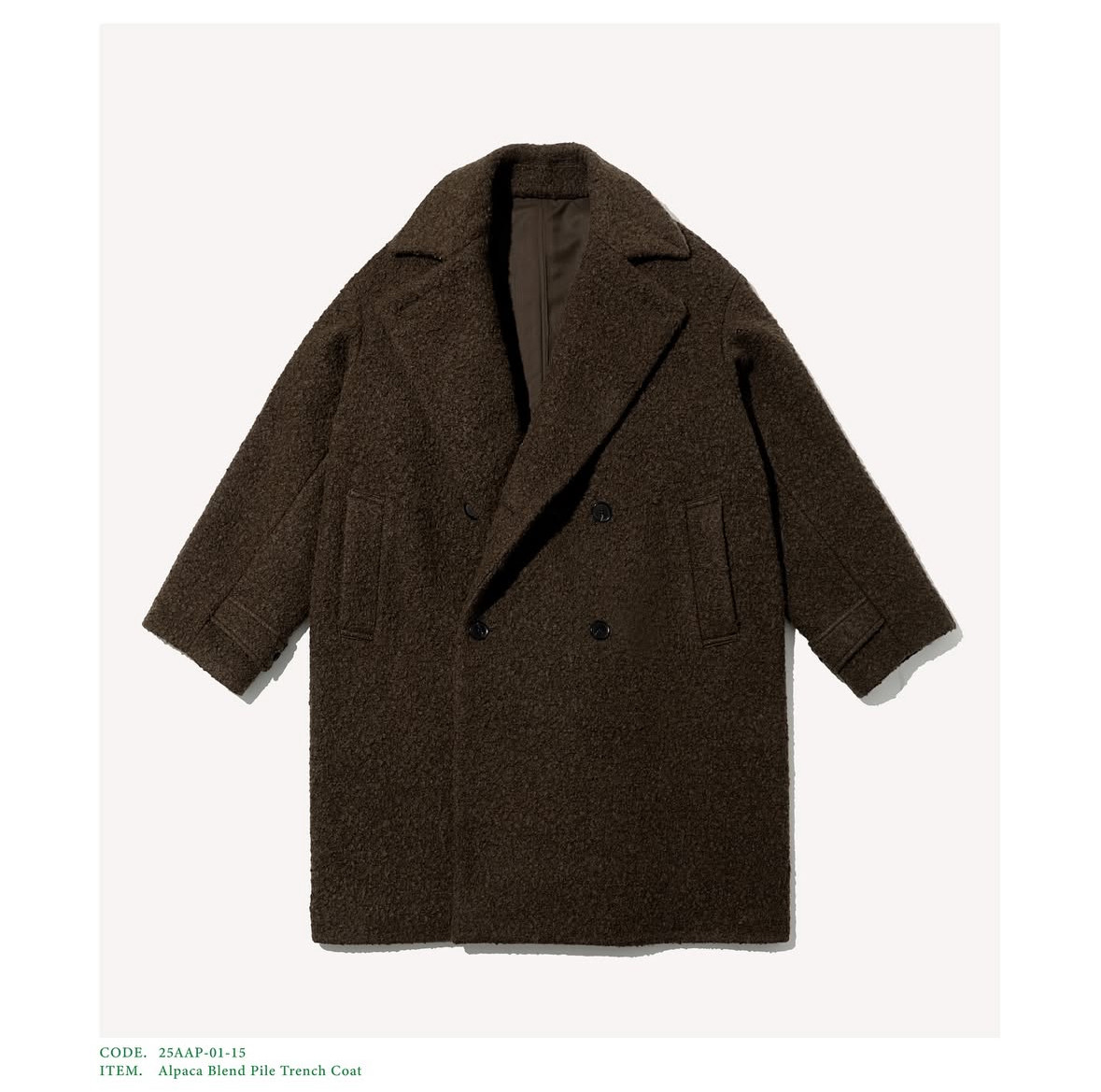【代购】APRESSE 25aw Trench coat 羊驼毛毛巾料战壕大衣