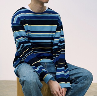 For coc 店铺限定Smooth 彩色条纹长袖 BATONER boat T恤 代购