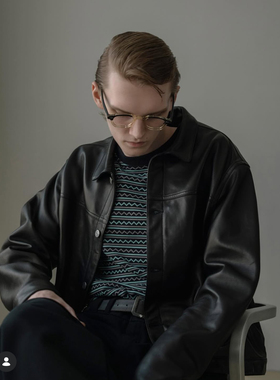 【代购】UNLIKELY 26ss Leather tucker jacket 羊皮复古货车夹克