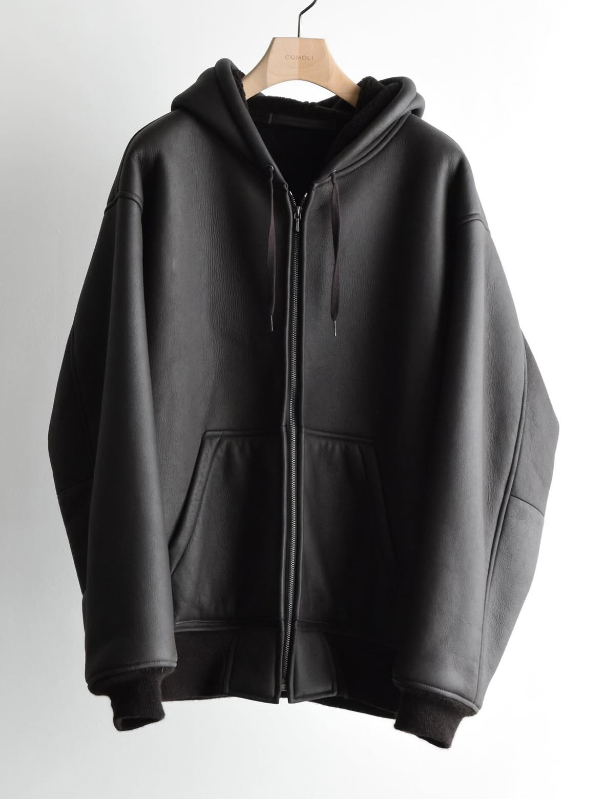 秋冬新款绵羊皮拉链帽衫