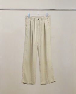 26ss ANCELLM Tuck easy 真丝亚麻打褶休闲西裤 slacks 代购