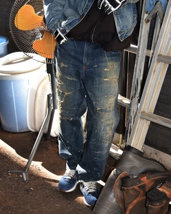 【代购】ANACHRONORM 26ss Hard remake 5P indigo重磅做旧牛仔裤