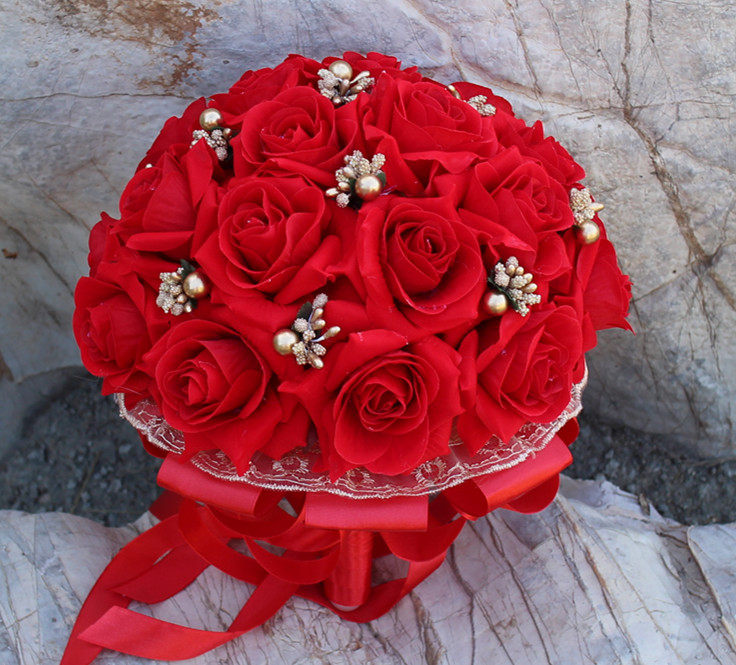 结婚新款唯爱风手捧花新娘玫瑰花中式森系婚礼节庆用品影楼道具