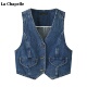 复古水洗牛仔无袖 拉夏贝尔 新款 Chapelle夏季 背心女V领马甲
