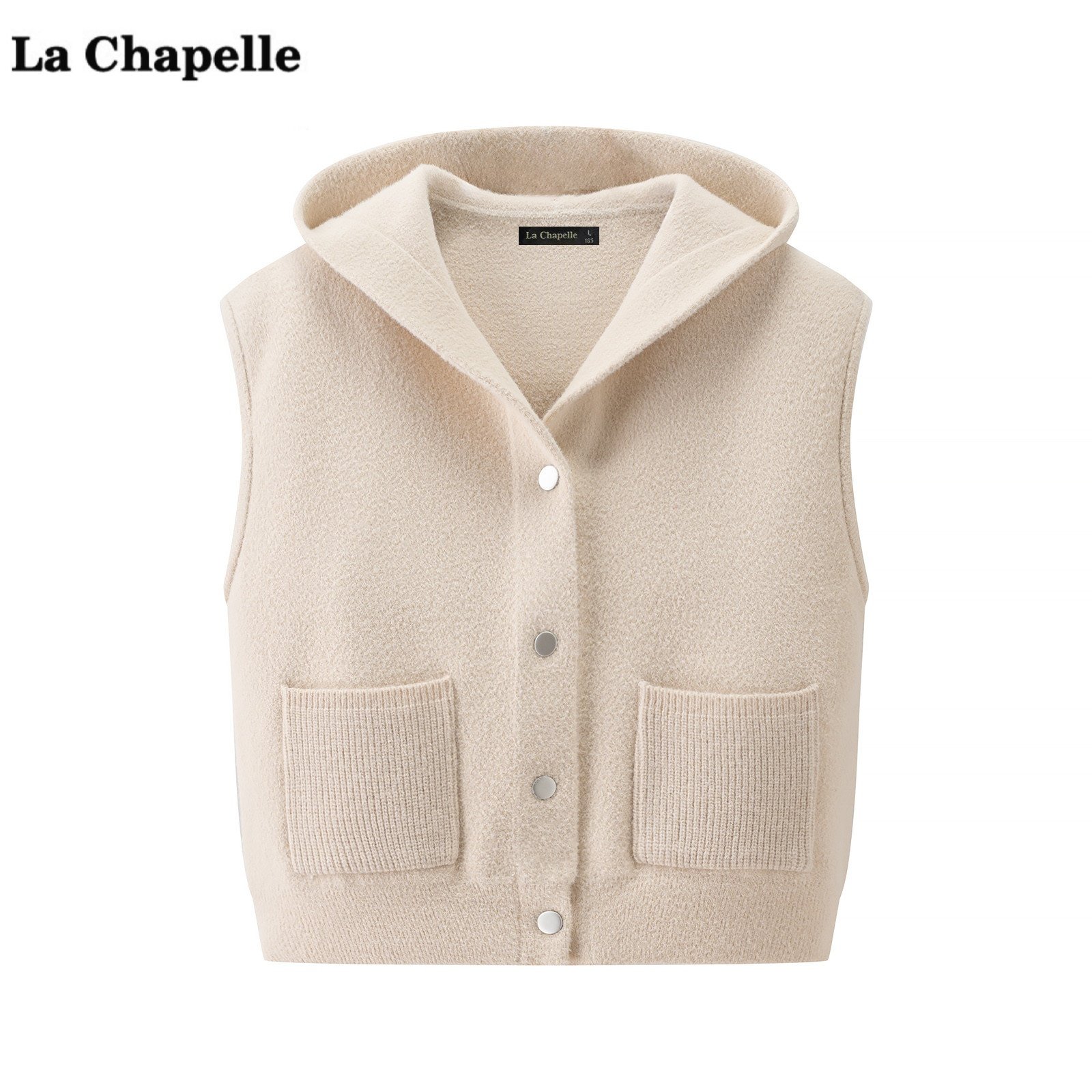 拉夏贝尔/La Chapelle秋冬新款连帽开衫背心马夹时尚减龄马甲外套