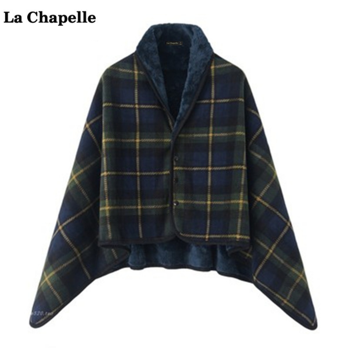 拉夏贝尔/La Chapelle珊瑚绒多功能斗篷披肩盖毯秋冬时尚保暖外套