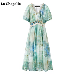 拉夏贝尔/La Chapelle艺术晕染连衣裙女波西米亚民族风度假裙子