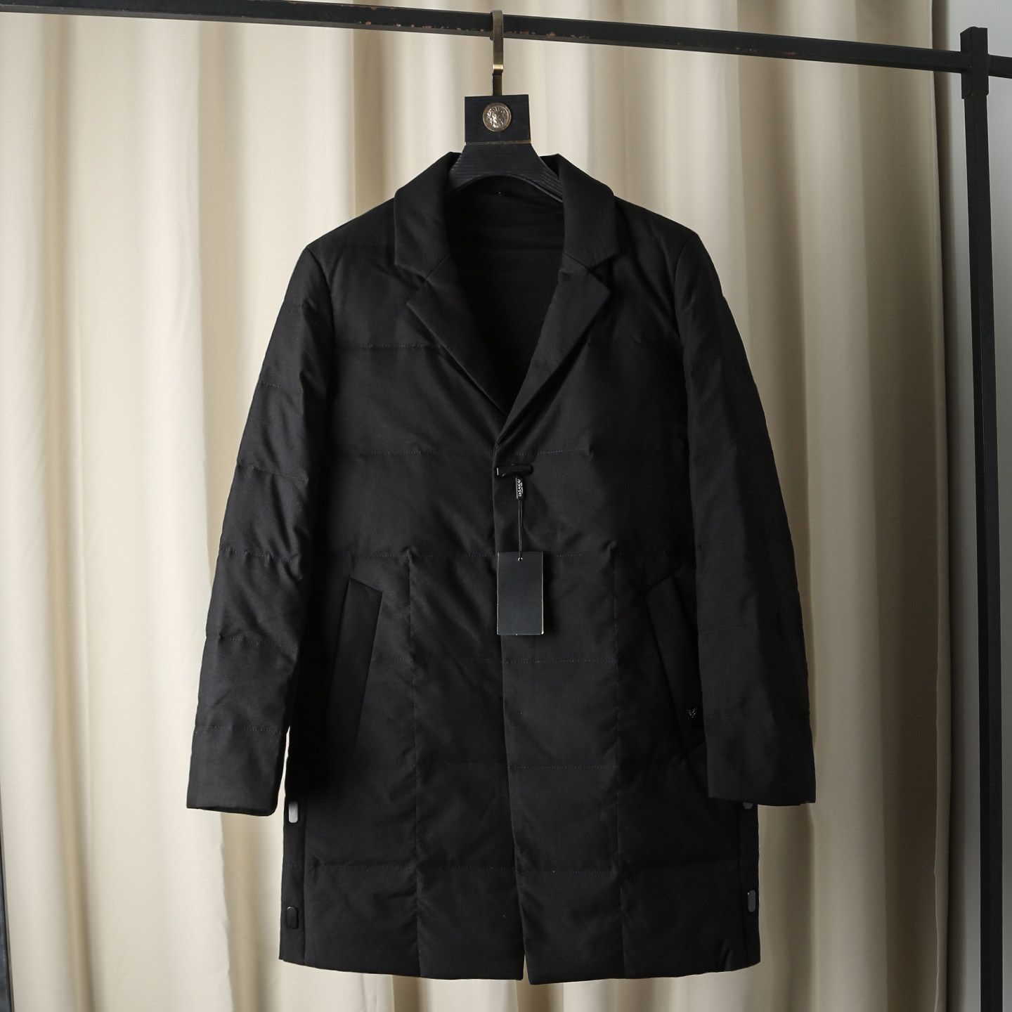 秋冬西装领中长款帅气男士羽绒服
