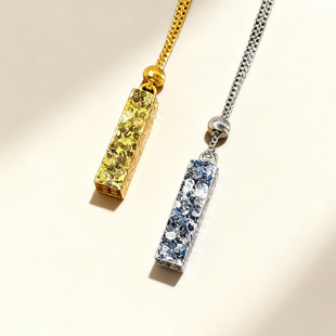 纯银S925四方来财印章项链女新中式国潮CNC碎冰冰吊坠纯银锁骨链