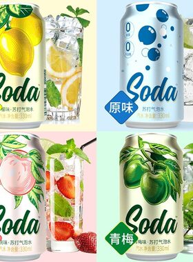 名仁柠檬苏打水无糖碳酸饮料24罐