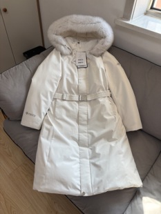 韩国长款鹅绒羽绒服女士过膝连帽狐狸毛领收腰三防面料加厚保暖冬