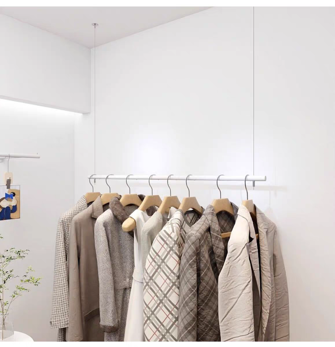 服装店展示架吊架男装女装吊顶悬挂衣架可升降婚纱架橱窗吊杆定做