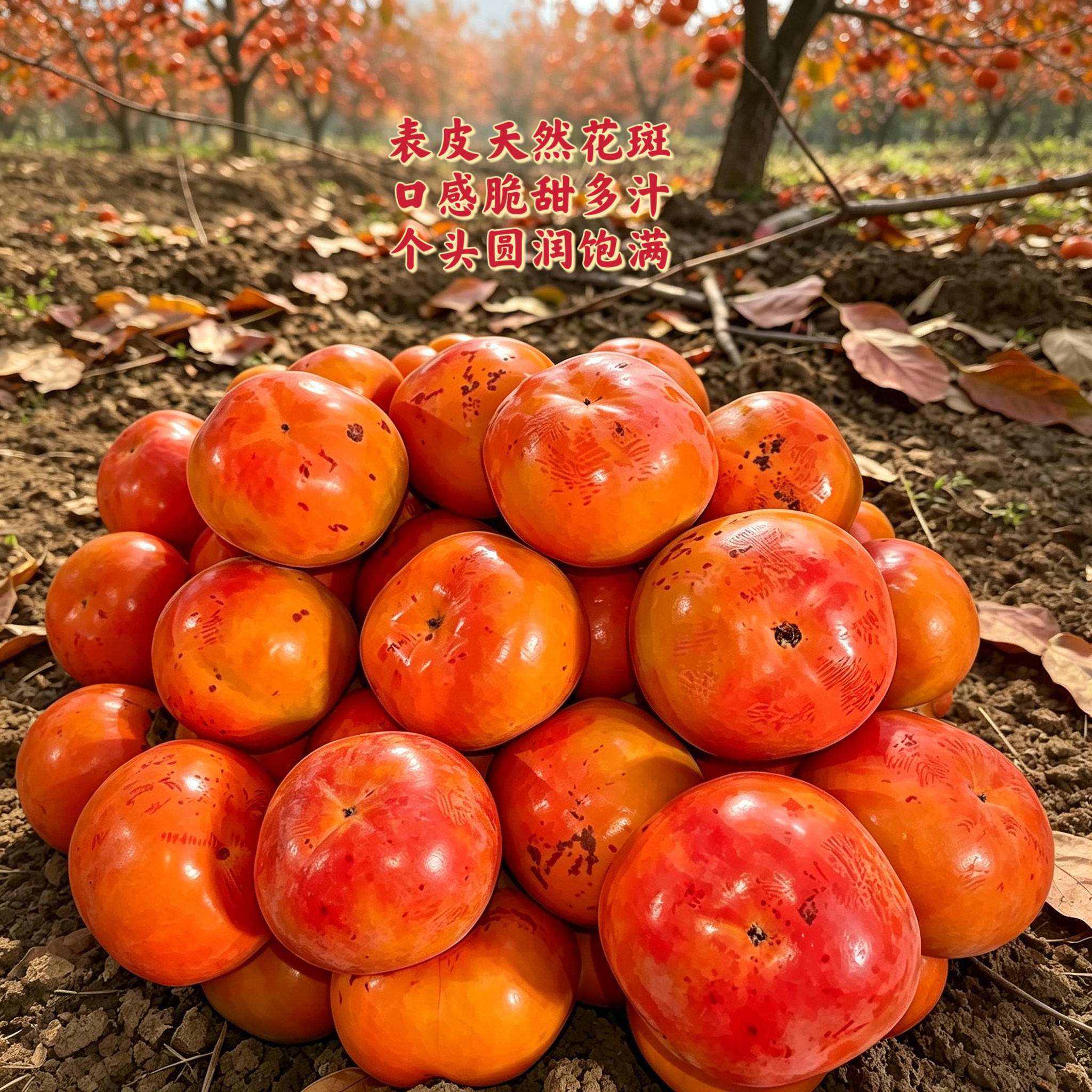 脆柿子云南正宗保山次郎甜脆糖心硬柿表皮花斑不影响食用现摘现发