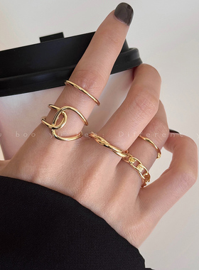 五件套~ 欧美高级感戒指女小众设计款冷淡风食指戒轻奢高级感指环