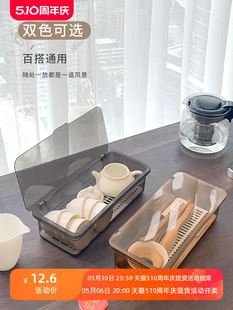茶叶碗茶壶可叠加储存置物架 茶具收纳盒桌面防尘带盖放功夫茶杯装