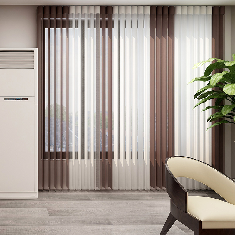 梦幻垂直柔纱帘落地竖百叶哈纳斯办公室客厅隔断电动遮光窗帘纯色