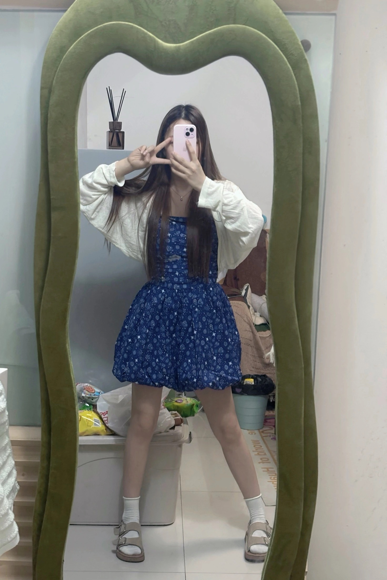 爆款永远21法式复古碎花度假风v领收腰露背吊带连衣裙春夏新款开