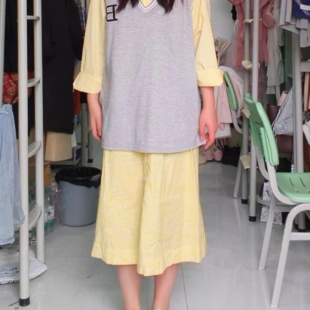 胖mm全棉甜美森系外贸原单高腰显瘦垂感a字气质高级感格子半身裙