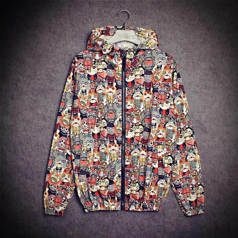 春夏季男女日系涂鸦风衣 lest原宿薄款连帽外套情侣防晒衫上衣服在类目 男装, 夹克中 - 来自Buy2taobao.com提供专业的淘宝代购服务