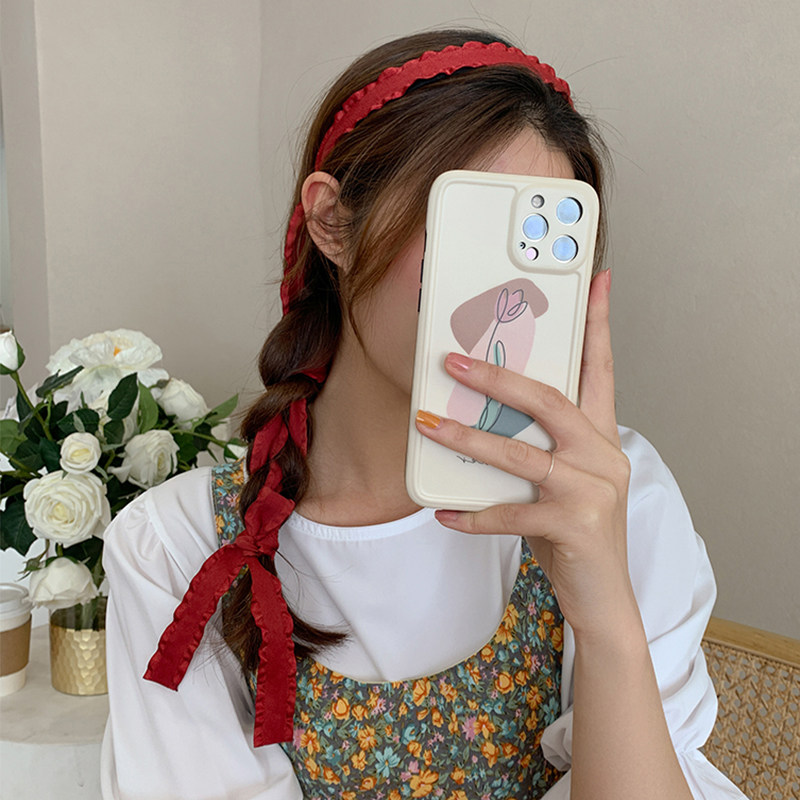 韩国布艺荷叶边飘带发箍法式浪漫麻花辫女绑发带超仙头箍飘带发饰