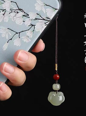 手机挂坠系列｜和田玉手串diy莲蓬流苏款小提溜搭配旗袍玉石吊坠