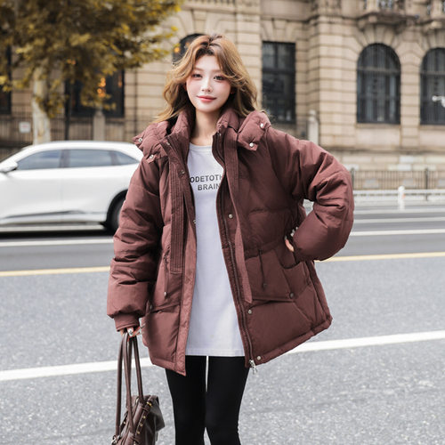 2025秋冬款200斤胖mm中长款连帽羽绒服女加厚宽松显瘦白鸭绒外套