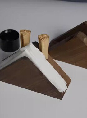 纸巾架立式三角实木餐巾纸座托夹盒高级商用西餐厅咖啡店桌面号牌
