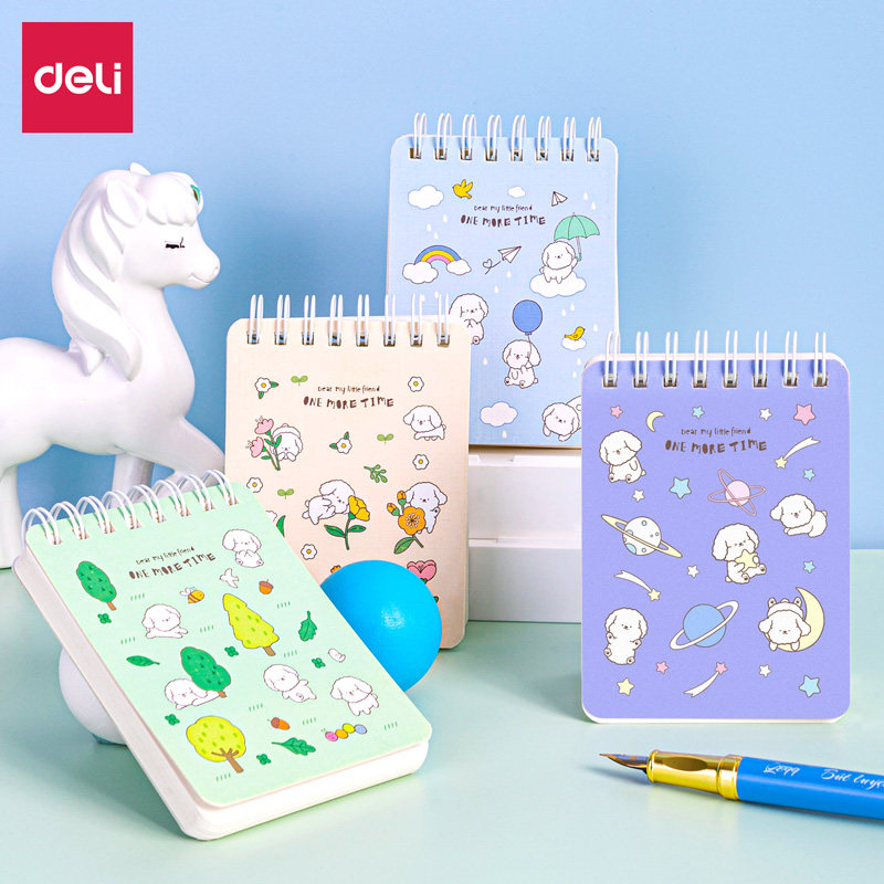 【4本装】得力小本子线圈本便携式记事本小随身小号小笔记本螺旋横线单词阅读迷你记录本口袋本