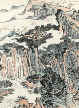 陆俨少 雨季 斗方国画心装饰画名人字画宣纸高清微喷打印画芯