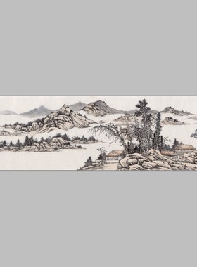 山水横幅国画名家字画心客厅卧室酒店装饰芯高清宣纸微喷打印