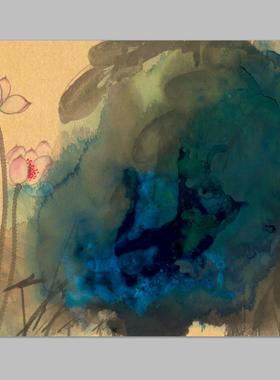 张大千 荷花 国画名家字画 装饰画 画心宣纸高清微喷打印画芯