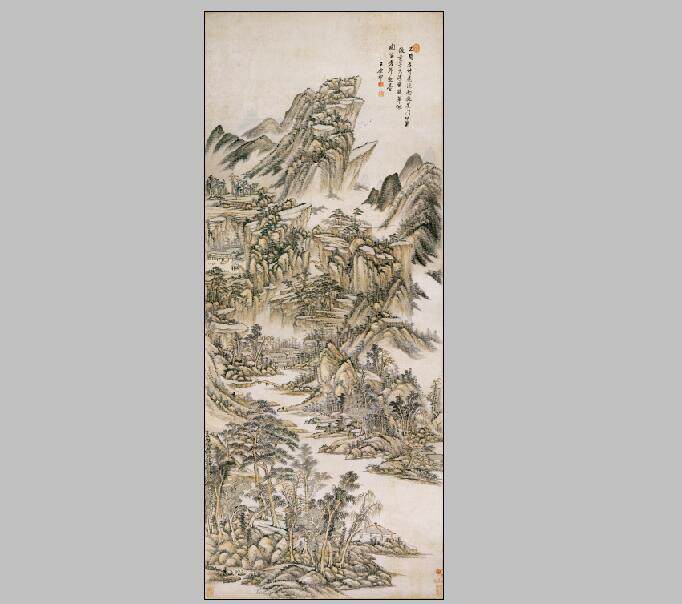 天津博物馆收藏王原祁暖翠国画